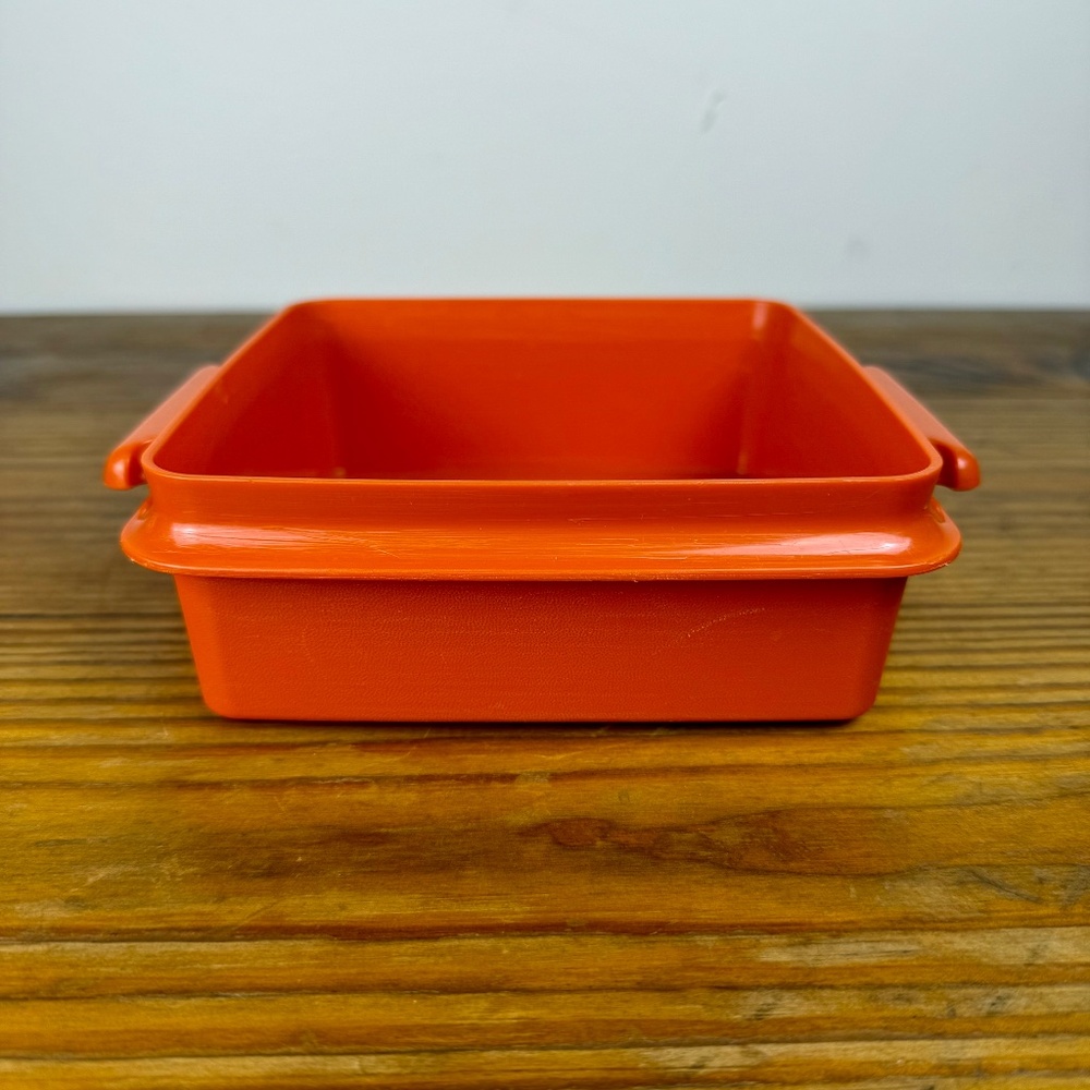 Vintage Tupperware Orange Square Container | Classic Mid-Century Kitchen - Picture 10 of 16